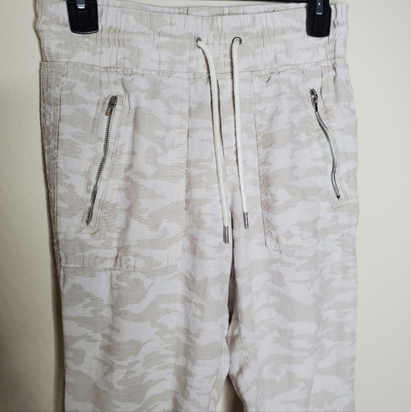 Athleta Tan Beige Camo Print High Rise Cabo Tide Linen Jogger Pants - Picture 5 of 10
